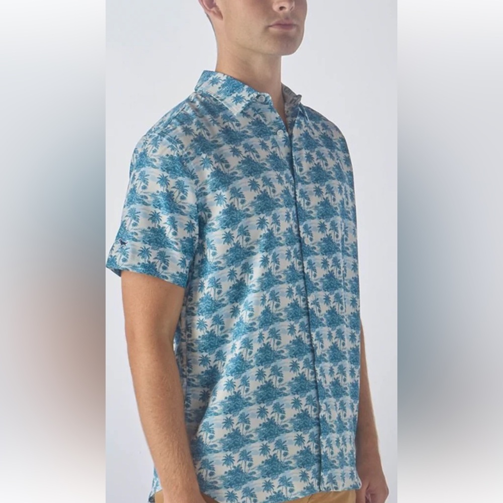 Simply Southern  Palm Tree Print Men's Shirt: rayon NWT, XXL